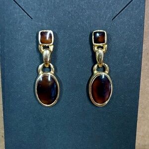 Anne Klein Gold Tigers Eyes Drop Earrings